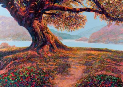 "Oak Tree with Lake" by Kent Butler, acrylic